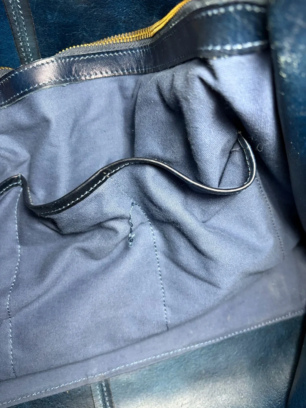 Old Trend Calla Leather Carryall Tote Navy Blue